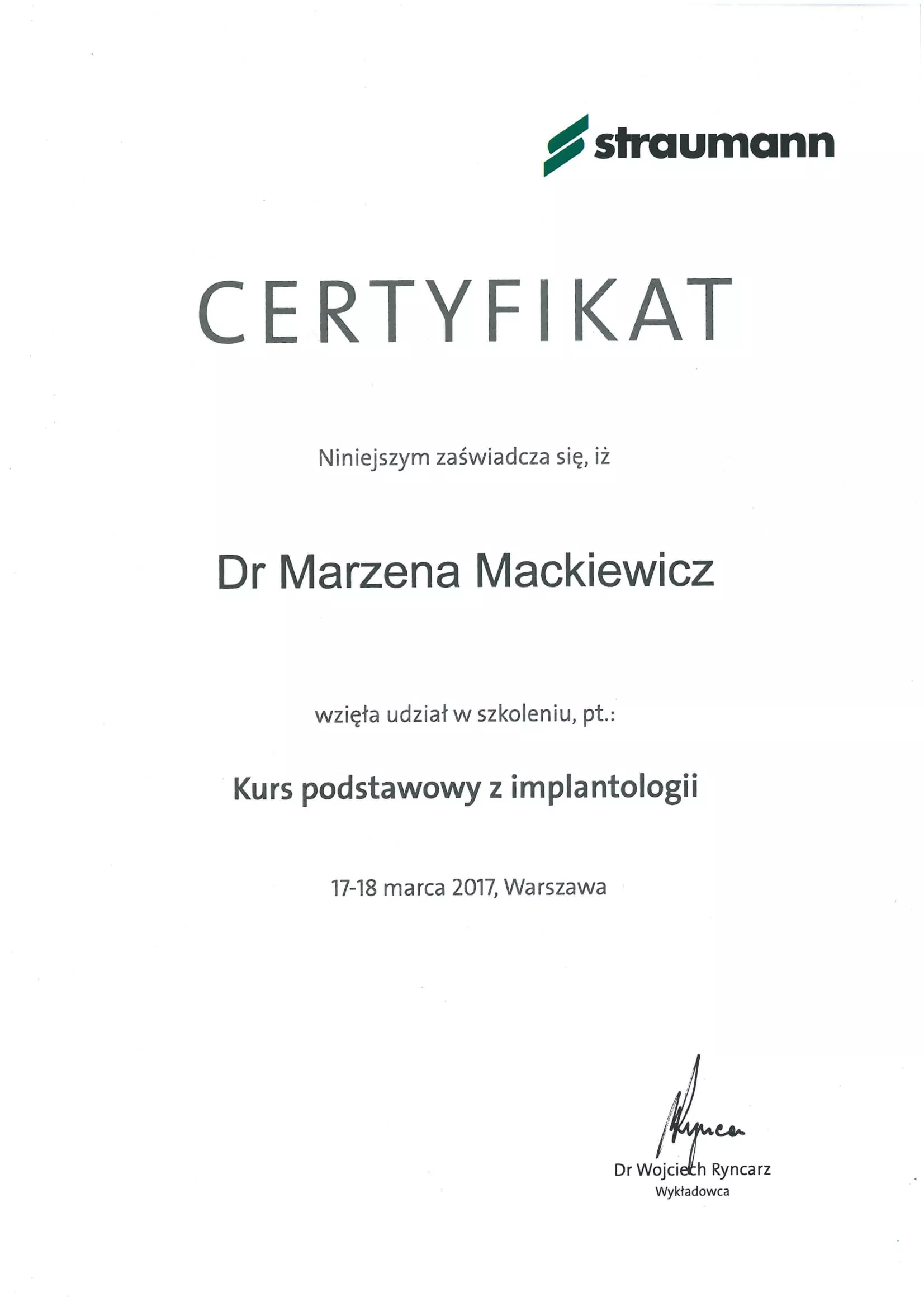 <span>Marzena Mackiewicz</span><br/>lekarz stomatolog Stomatolog Tatra-Med Zakopane